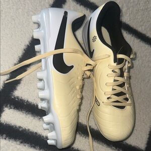 Nike Light Yellow and Black Football Cleats